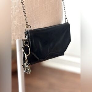 Mud Pie Faux Leather Crossbody Purse. 7”W x 5”T Black | EUC.